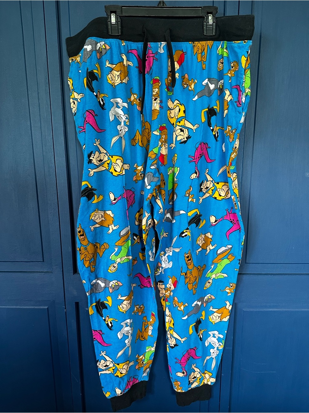 Men’s Blue Cartoon-Print Lounge Pants